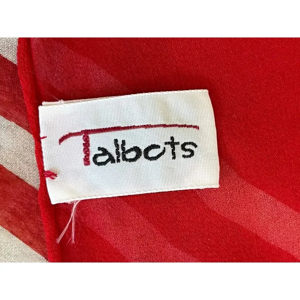 Vintage Talbots Sheer Red White Striped Silk Scarf 10 by 55
